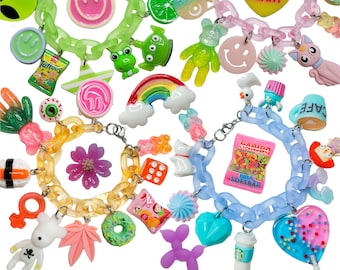 Funky Charm Bracelet | Charm Bracelet/Anklet | Link chain bracelet | Festival & Rave accessories | cute charm | Indie and Kawaii Aesthetic