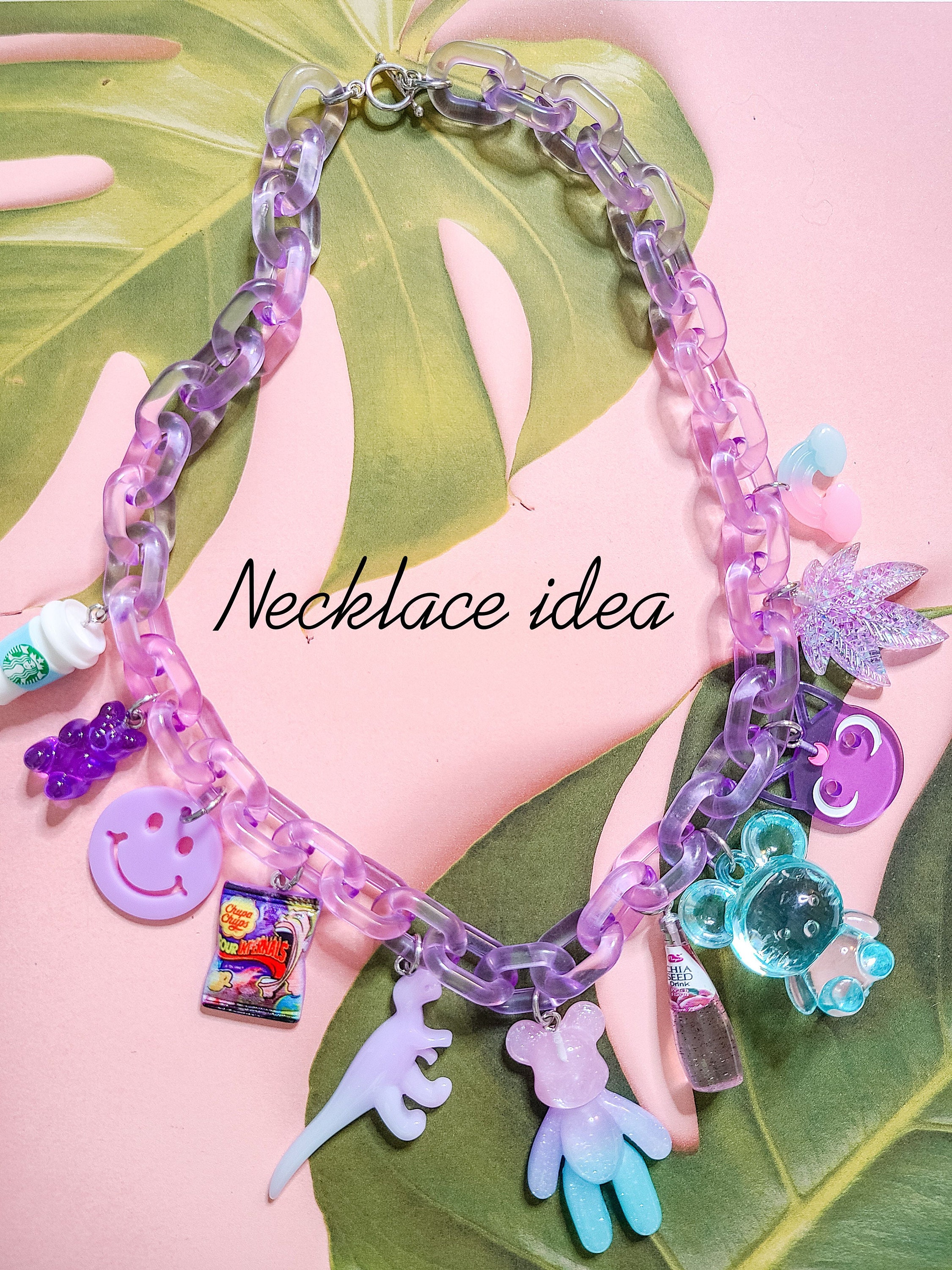 Y2K Necklace Funky charm necklace Link chain necklace Etsy