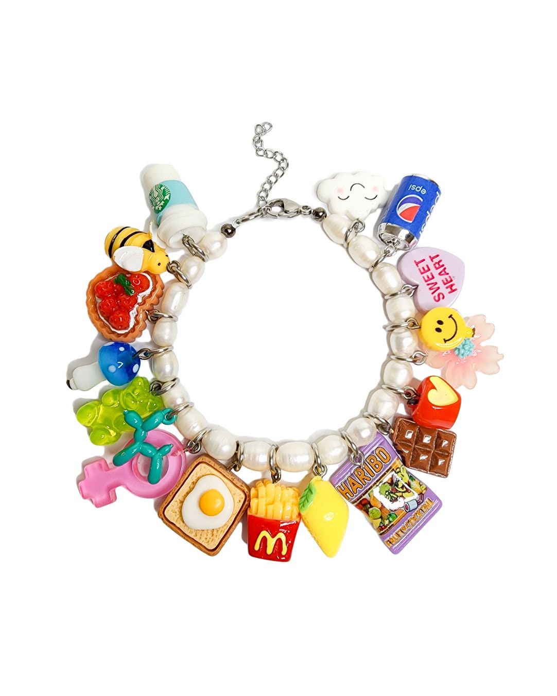 Charm Freshwater Pearl Bracelet | Trendy Beaded Bracelet | 90s inspired | The best charms selection bracelet | Fun charm bracelets