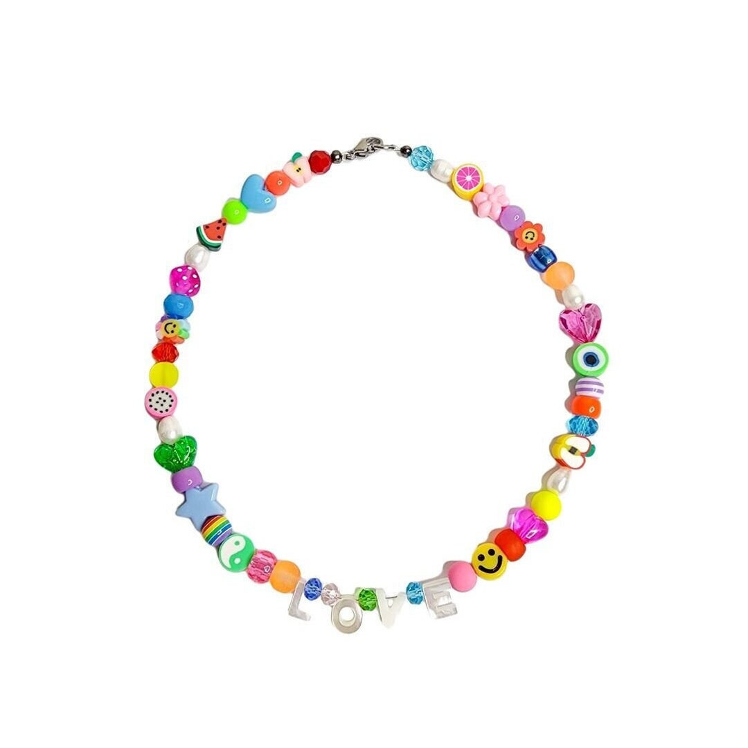 ネックレス・チョーカー SK8ER ROCK Smiley Multi Beads Necklace Multi Smiley Beaded Necklace – Shopsunnystate