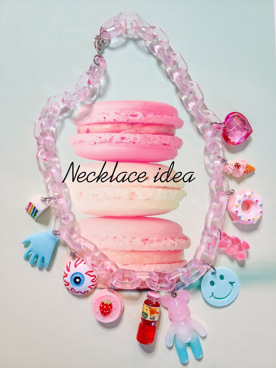 Y2K Necklace Funky charm necklace Link chain necklace Etsy