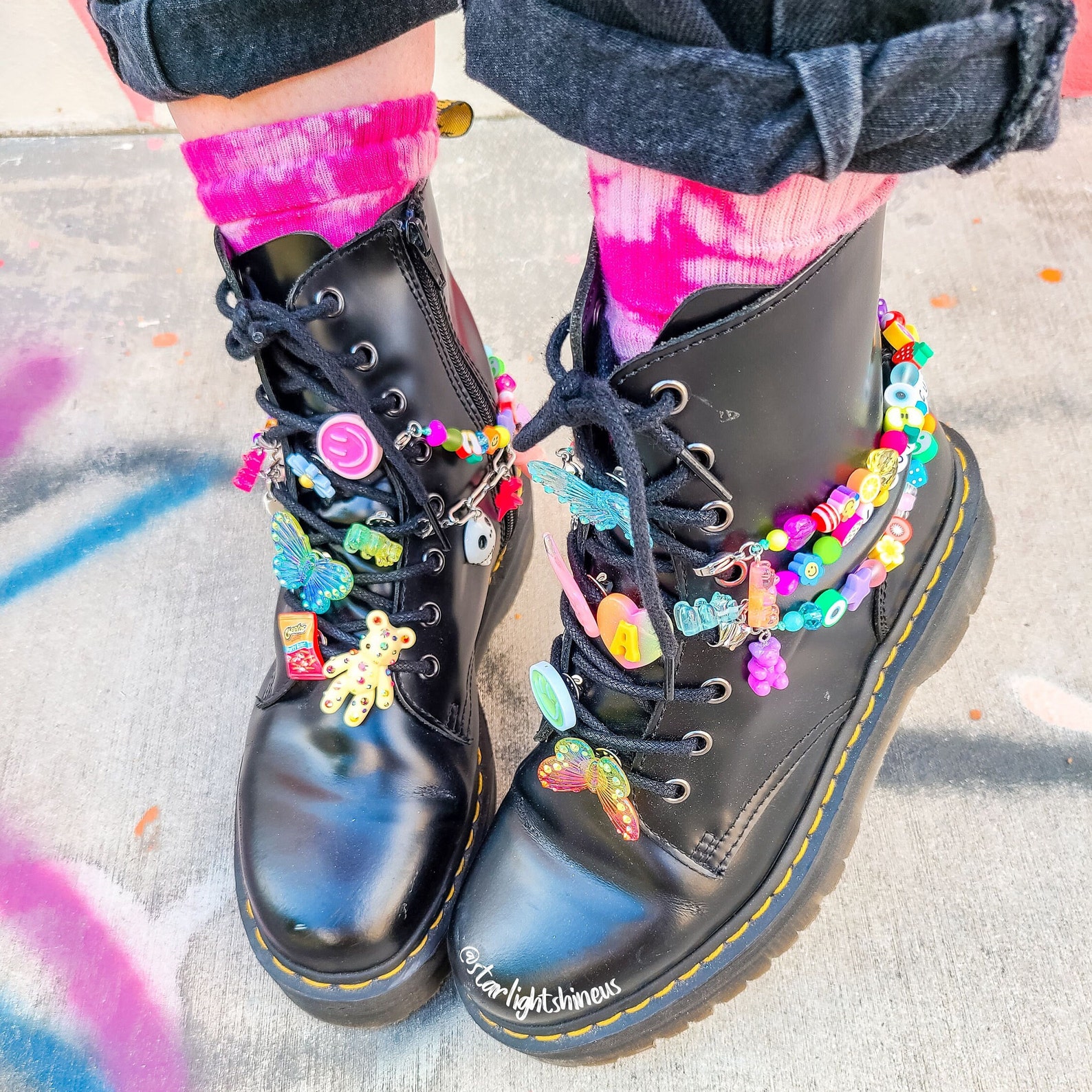 Original Custom Name Shoe Charm Beaded Shoe Chain Rainbow Etsy