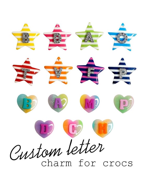 Custom Letter Shoe Charm Charms for Crocs Stars Hearts Charms for Crocs  Shoe Clog Charms Custom Charm for Crocs 