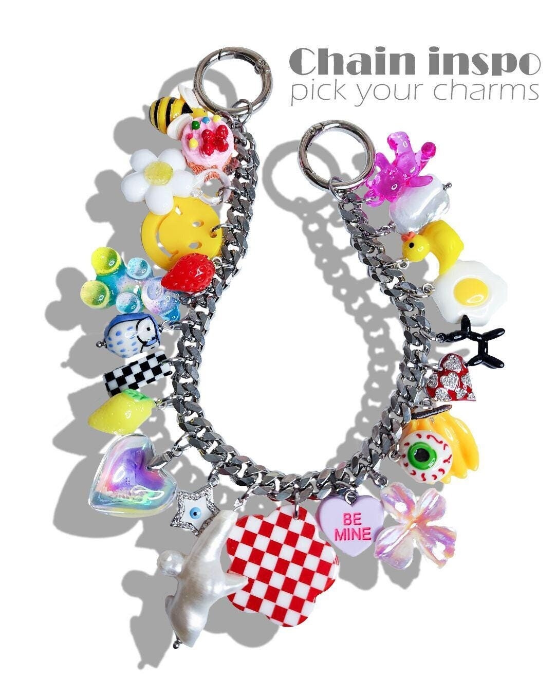 Bag charm chain, Chunky bag charm, Y2k bag charm, Trendy bag charm, Stainless steel chain , Bag keychain, Trendy bag chain