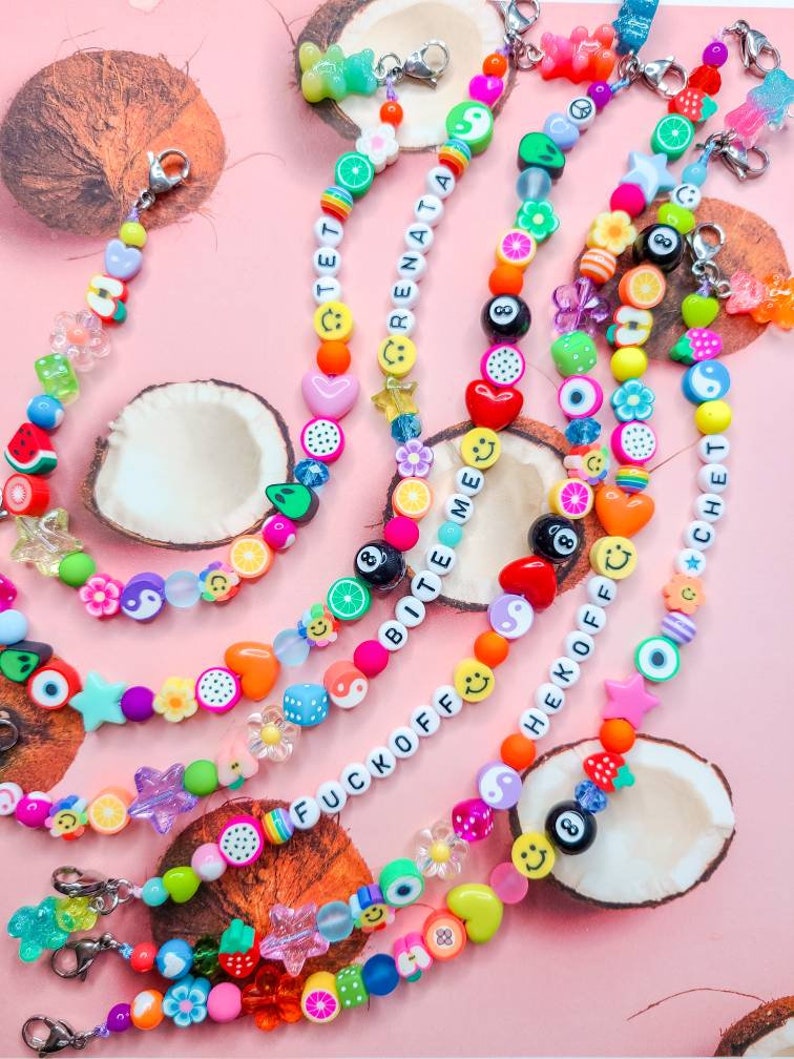 Original Custom Name Shoe Charm Beaded Shoe Chain Rainbow Etsy