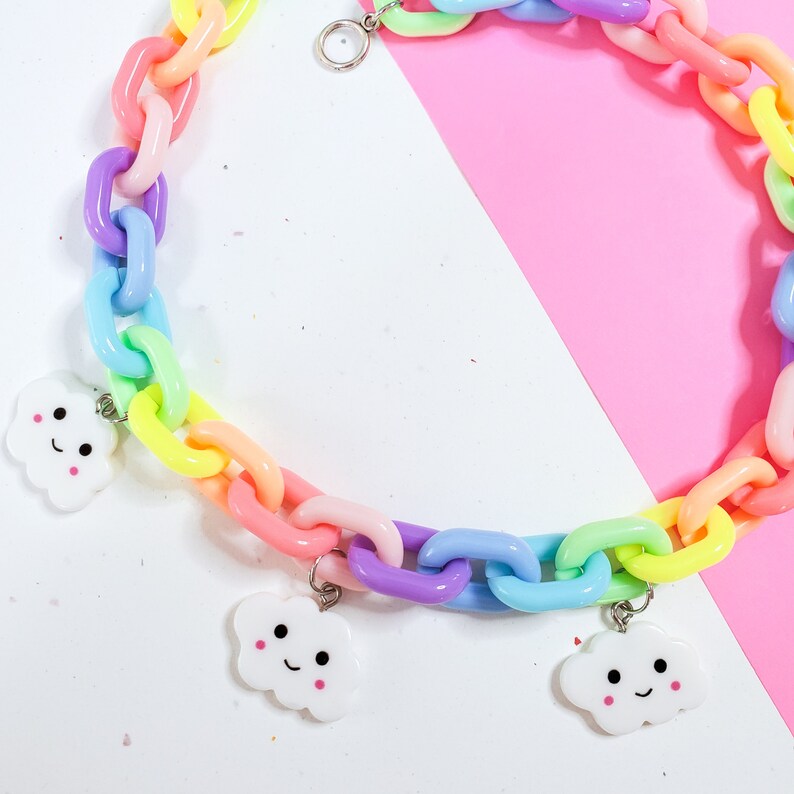 Pastel Rainbow Kawaii Aesthetic choker necklace Pastel Etsy