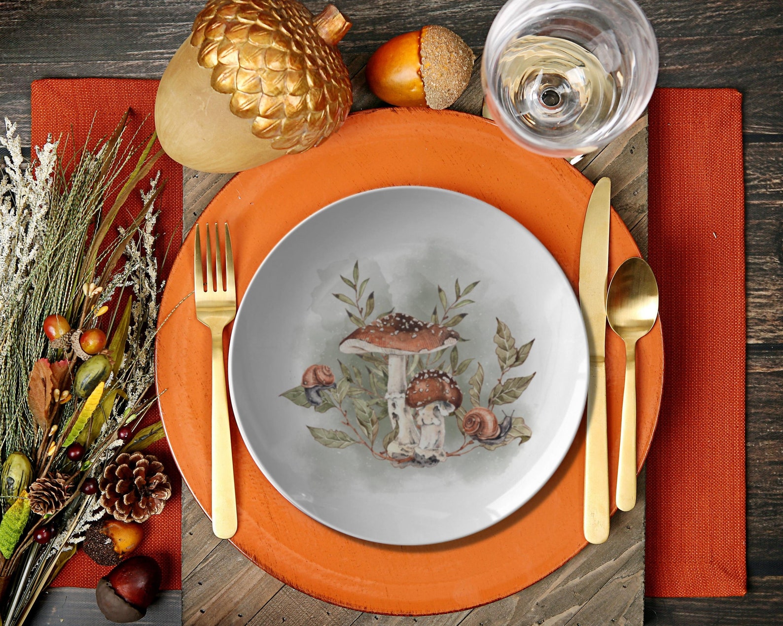 Mushroom Plate Mushroom Dinnerware, Mushroom Table Decor, Mushroom and