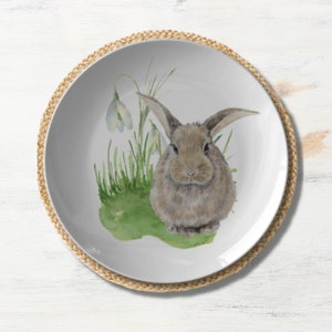 Bunny Rabbit Dinner Plate - Bunny Rabbit Table Decor, Bunny Dinner Plates, Rabbit Table Decor, Rabbit Home Decor, Rabbit Gift