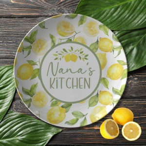 Custom Nanas Kitchen Lemon Plate - Personalized Lemon Dinnerware, Custom Kitchen Summer Dishes, Lemon Tray, Gift Plate, Lemon Table Decor