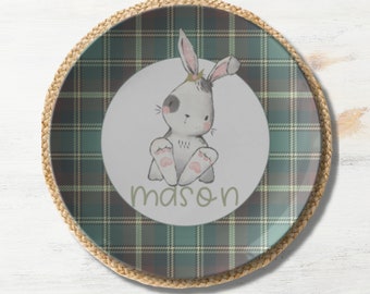 Customer Kids Easter Bunny Plate - Easter Personalized Name Plate, Kids Easter Dinnerware, Personalized Kids Plate, Easter Table Decor