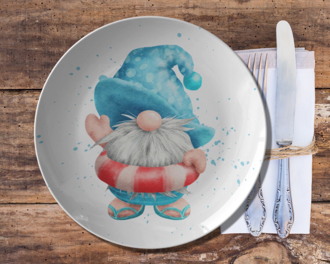 Summer Gnome Plate Summer Themed Gnome Dinner Plates Red Etsy