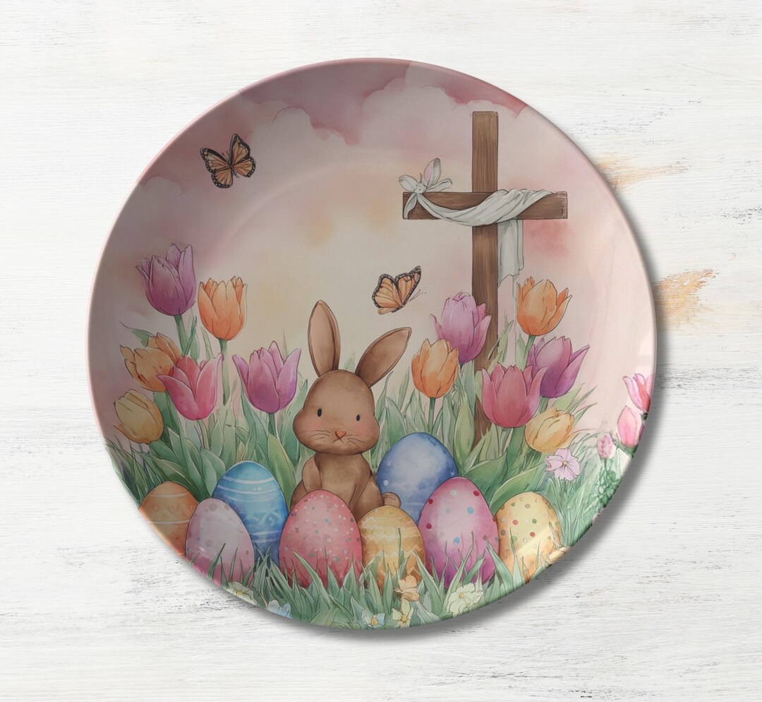 Christian Easter Bunny Plate – Religious Easter Decor, Rabbit ...