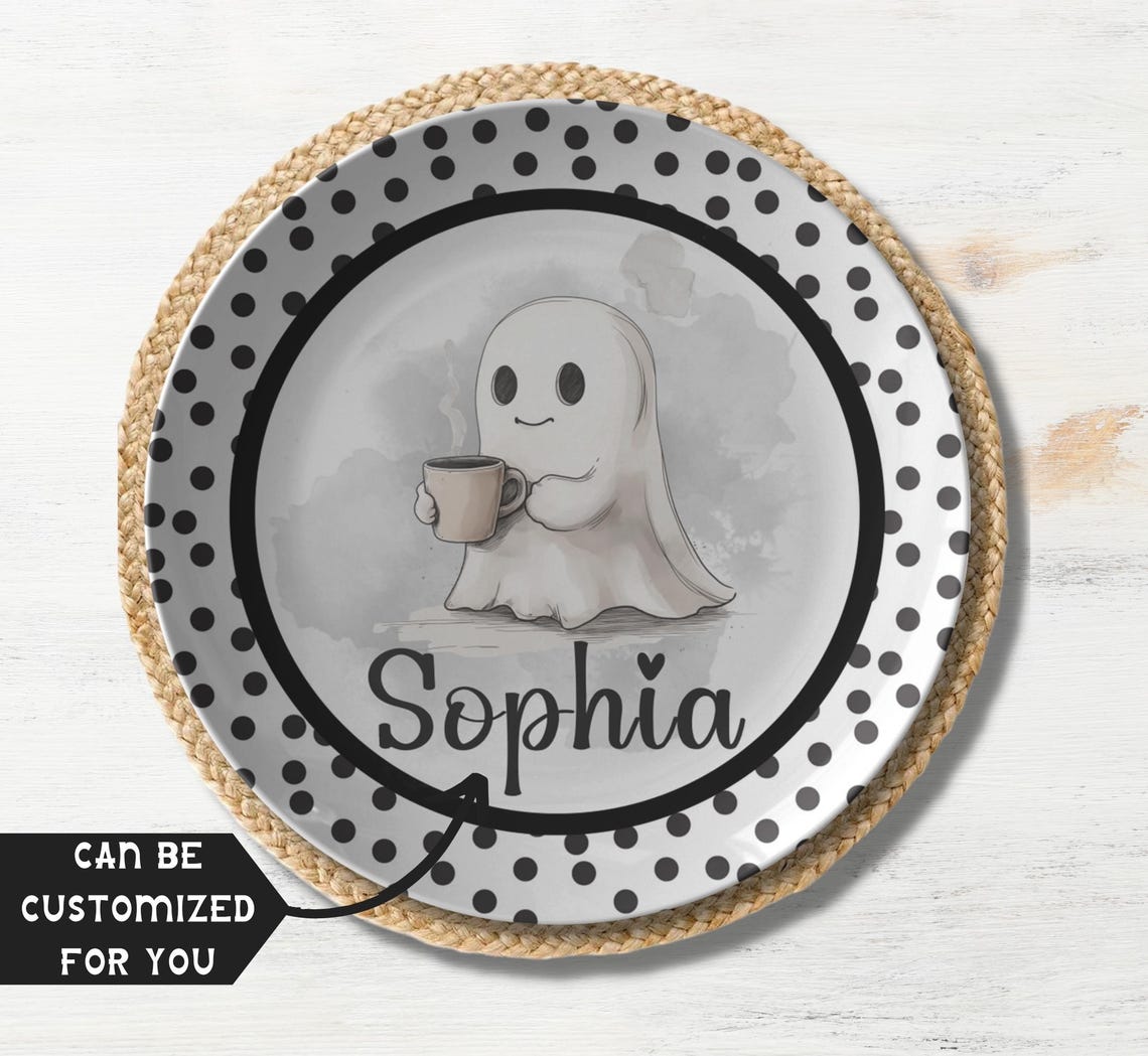 Halloween Ghost Plate - Custom Ghost Coffee Dinnerware, Cute Halloween ...
