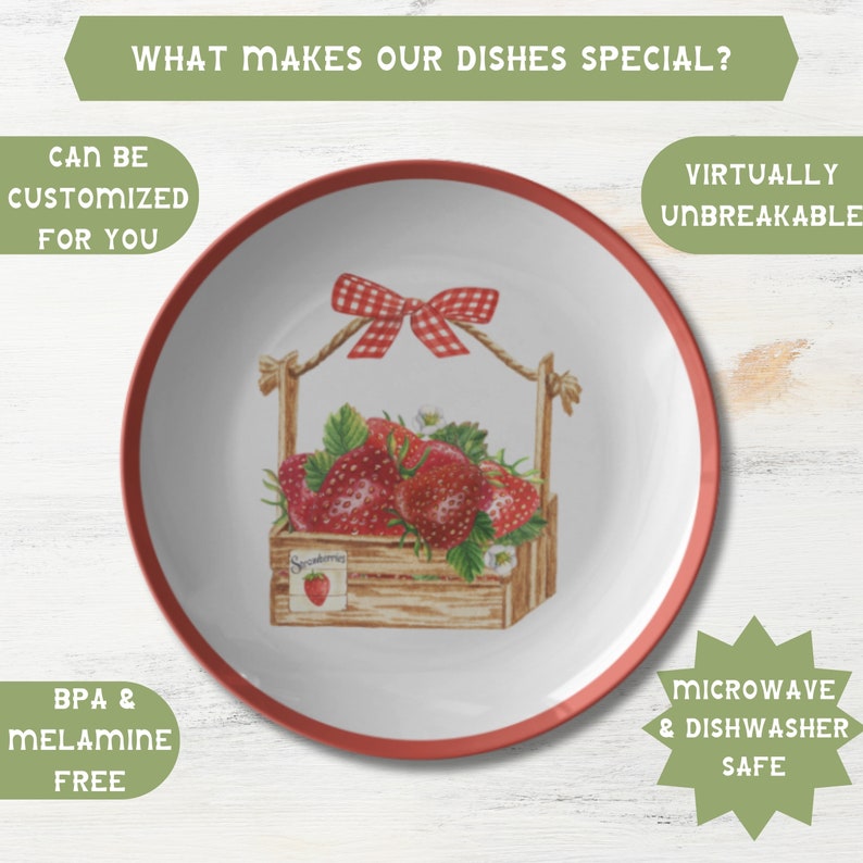 Strawberry Dinner Plate, Strawberry Dinnerware, Summer Fruit Themed ...