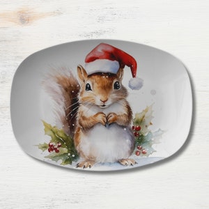 Christmas Squirrel Platter, Squirrel Dinnerware, Winter Squirrel Table Decor, Christmas Dinnerware, Squirrel Gift, Christmas Squirrel Decor