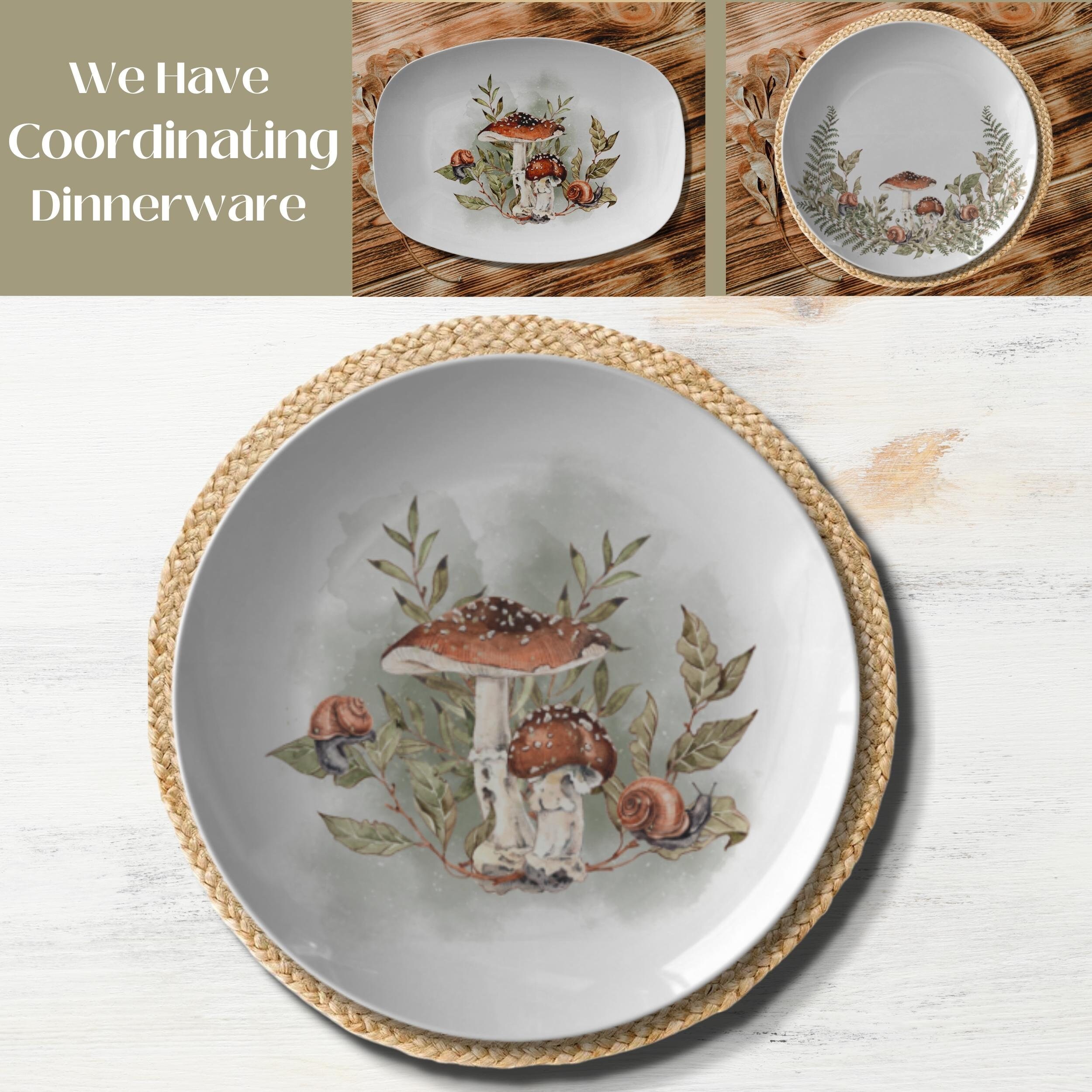 Mushroom Plate Mushroom Dinnerware, Mushroom Table Decor, Mushroom and