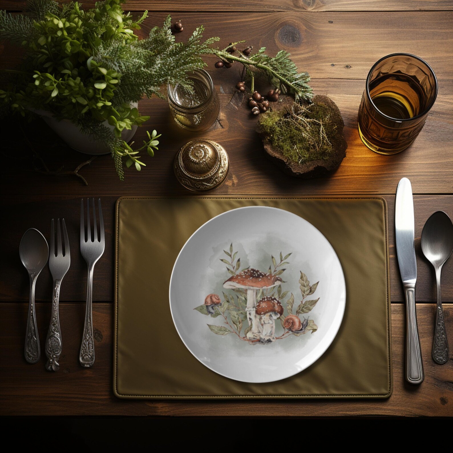 Mushroom Plate Mushroom Dinnerware, Mushroom Table Decor, Mushroom and ...