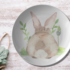 Bunny in Nature Plate - Easter Plates, Spring Bunny Rabbit, Easter Dinnerware, Spring Table Decor, Rabbit Plates, Easter Gift Plate