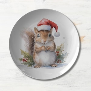 Christmas Squirrel Dinner Plate, Squirrel Dinnerware, Winter Squirrel Table Decor, Christmas Dinnerware, Squirrel Gift, Squirrel Decor