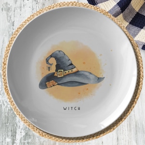 Halloween Plate - Halloween Witch Hat Plates,  Halloween Dinnerware, Halloween Table Decor, Fall Dinnerware Set, Spooky Party Decoration