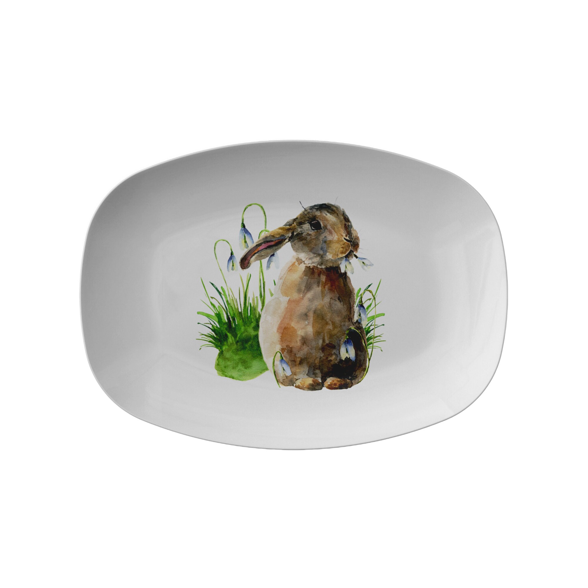 Easter Bunny Platter Spring Rabbit Platter Floral Platter Etsy