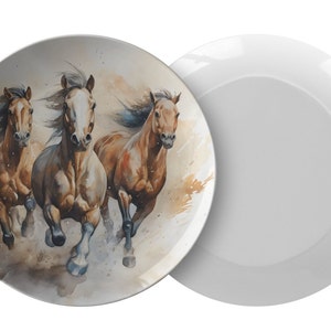 Horse Dinner Plate - Western Dinnerware, Watercolor Wild Horses, Horse Decor, Gift for Horse Lover, Farmhouse Decor, Decorative Plate Set image 7