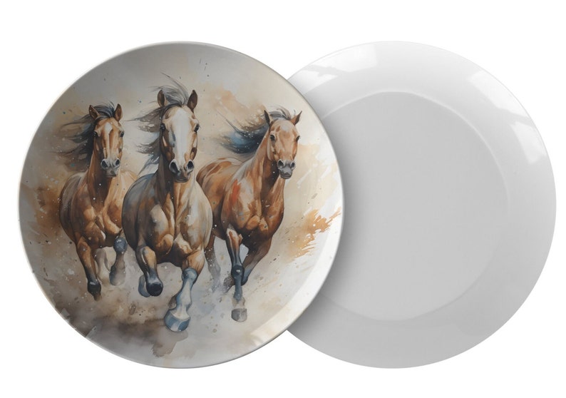 Horse Dinner Plate - Western Dinnerware, Watercolor Wild Horses, Horse Decor, Gift for Horse Lover, Farmhouse Decor, Decorative Plate Set image 7