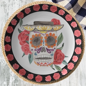 Dia De Los Muertos Plates, Skull Dinnerware, Day Of The Dead Plate , Day Of The Dead Dishes, Day of the Dead Decor, Dia De Los Muertos Decor