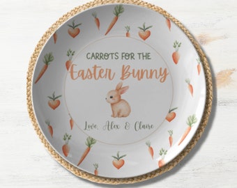 Personalized Easter Bunny Plate - Custom Carrots For The Easter Bunny Easter, Easter Gift for Kids, Easter Basket Stuffer, Custom Kids Plate