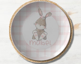 Personalized Rabbit Easter Plate - Bunny Plates, Kids Easter Dinnerware, Easter Table Decor, Easter Gift, Easter Basket, Custom Kids Plates