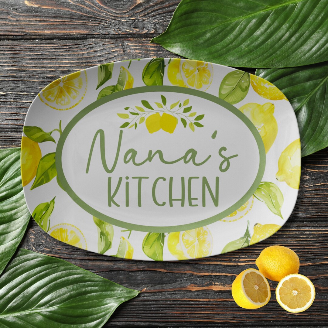 Nanas Kitchen Lemon Platter - Personalized Lemon Platter, Custom Kitchen Tray, Summer Dinnerware ...