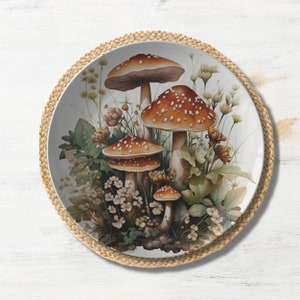 Mushroom Plate - Mushroom Dinnerware, Cottage Core Decor, Mushroom Kitchen Decor, Mushroom Table Decor, Mushroom Gift, Merry Mushroom
