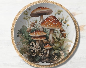 Mushroom Plate - Mushroom Dinnerware, Cottage Core Decor, Mushroom Kitchen Decor, Mushroom Table Decor, Mushroom Gift, Merry Mushroom