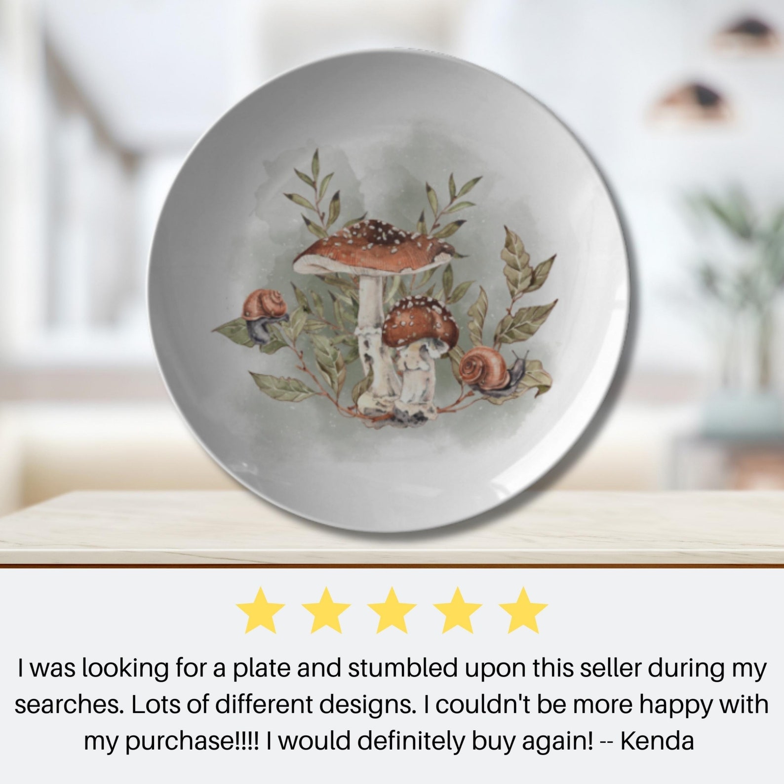 Mushroom Plate Mushroom Dinnerware, Mushroom Table Decor, Mushroom and