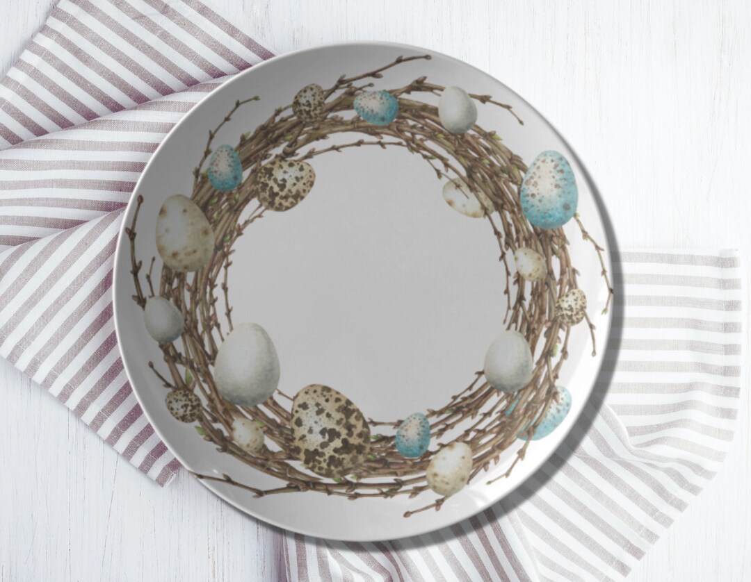 Easter Dinner Plate Spring Wreath Egg Floral Plates Easter Plate Set
