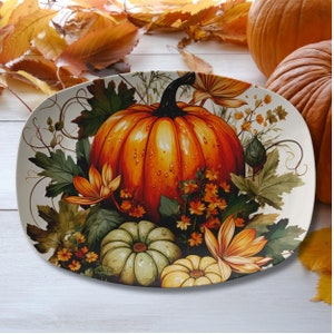 Pumpkin Platter, Fall Dinnerware, Thanksgiving Platter, Fall Server, Autumn Table Decor, Pumpkin Dinnerware, Pumpkin Table Decor