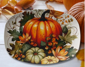 Pumpkin Platter, Fall Dinnerware, Thanksgiving Platter, Fall Server, Autumn Table Decor, Pumpkin Dinnerware, Pumpkin Table Decor