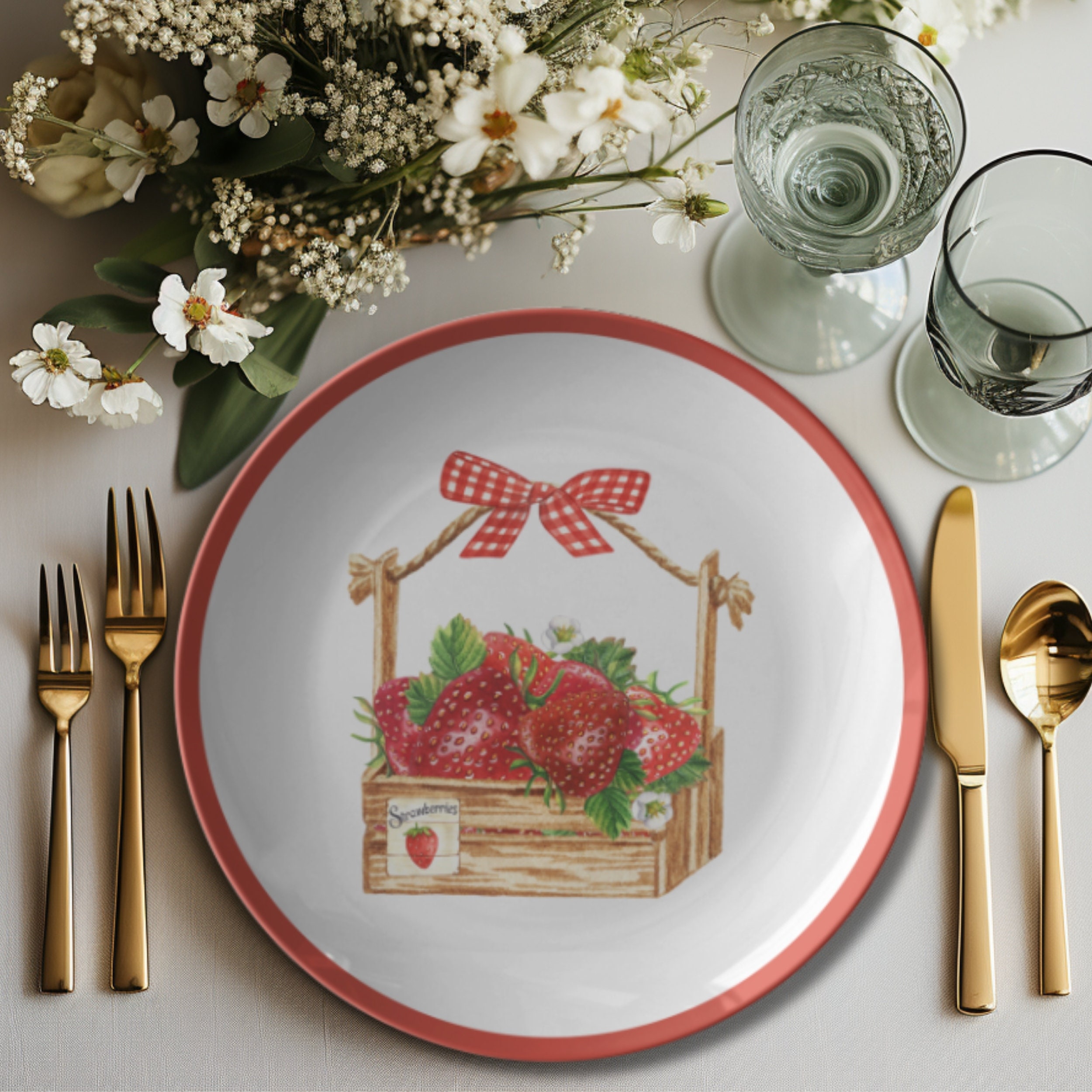 Strawberry Dinner Plate, Strawberry Dinnerware, Summer Fruit Themed ...