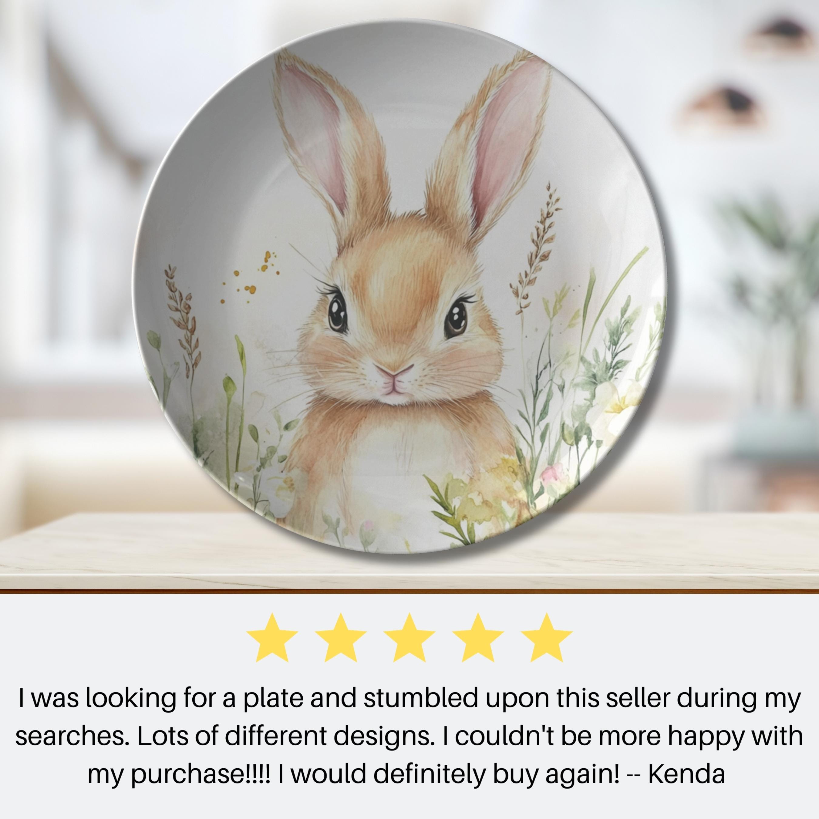 Bunny Plate – Cute Watercolor Rabbit Dinnerware, Easter Dishes, Easter ...