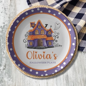 Personalized Halloween Plate - Halloween Dinnerware, Custom Fall Dishes, Halloween Table Decor, Custom Gift Plate, Fall Kids Plate