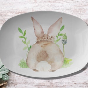 Bunny in Nature Platter - Easter Platters, Spring Bunny Rabbit,  Rabbit Serving Platter, Spring Decor, Easter Table Decor, Easter Server