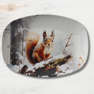 Winter Squirrel Platter, Squirrel Dinnerware, Winter Squirrel Table Decor, Squirrel Gift, Winter Squirrel Decor, Squirrel Server