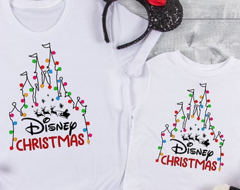 ディズニー キャッスル クリスマス シャツ、ディズニー クリスマス シャツ、ディズニー キャッスル お揃い シャツ、ディズニー クリスマス シャツ、ディズニー ファミリー お揃い シャツ DC8
