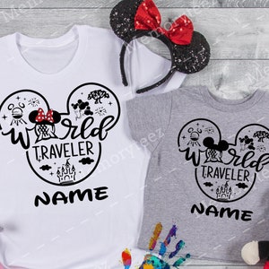 Disney Trip Passende Shirts, Epcot Shirts, Weltreisender Disney Shirt, Minnie Mickey Shirt, Disney Shirts für Kinder und Erwachsene D85