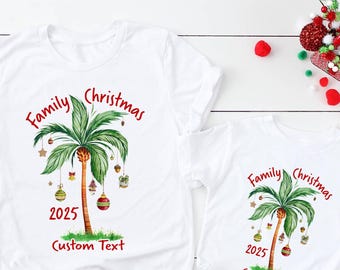 Tropical Christmas shirts,Christmas on the beach,Christmas palm tree,Family Christmas shirts,Christmas matching shirts CX10