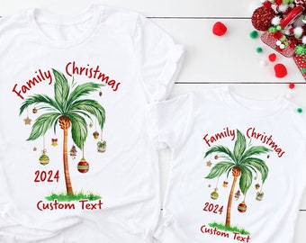 Tropical Christmas shirts,Christmas on the beach,Christmas palm tree,Family Christmas shirts,Christmas matching shirts CX10