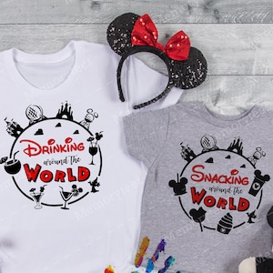 Camisa Epcot, Camisa Disney, Beber alrededor del mundo, Comer bocadillos alrededor del mundo, Camisas Disney Snacks, Camisa Disney Drinks D46