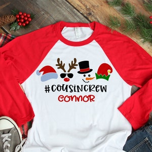 Kerstshirts neef crew, bijpassende kerst shirts met aangepaste namen, neef crew, kersthert, sneeuwpop, elfenshirt, kerst crew CR24 afbeelding 2
