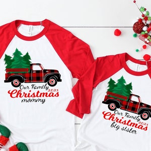 Christmas Family matching Raglan- Buffalo Plaid Christmas Tree -Christmas Gifts,Christmas truck raglan,Christmas plaid shirt,Xmas family CR5