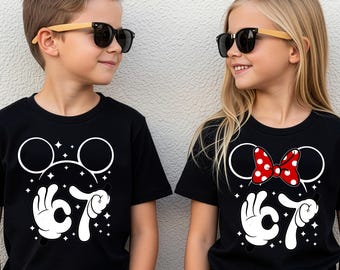 Camiseta divertida de Mickey Friends 6/7, camisetas a juego de amigos, primos y hermanos 6/7, se puede personalizar.
